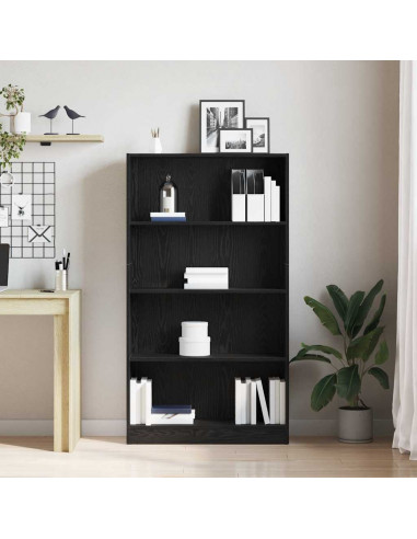 Libreria a 4 Ripiani Rovere Nero 80x24x143 cm in Truciolato