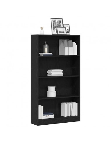 Libreria a 4 Ripiani Rovere Nero 80x24x143 cm in Truciolato