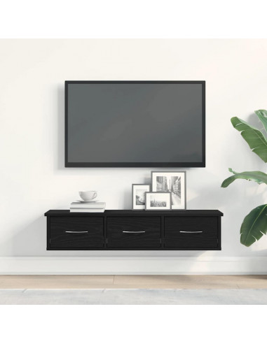 Mobile a Parete Rovere Nero 88x26x18,5 cm in Truciolato
