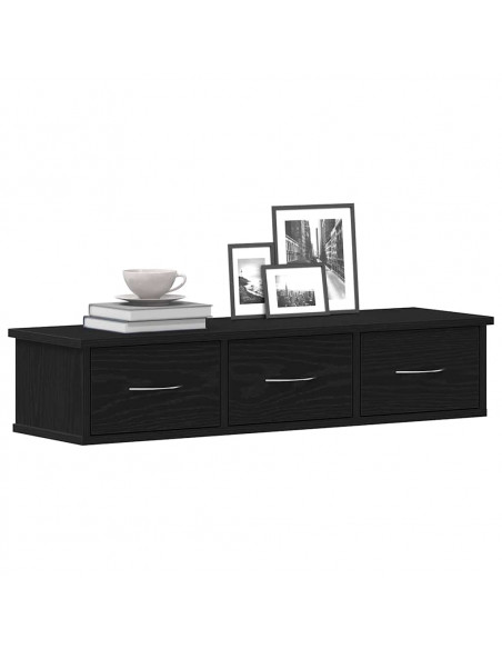 Mobile a Parete Rovere Nero 88x26x18,5 cm in Truciolato