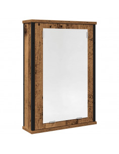 Mobile Bagno con Specchio Legno Antico 42x12x60 cm Truciolato 2