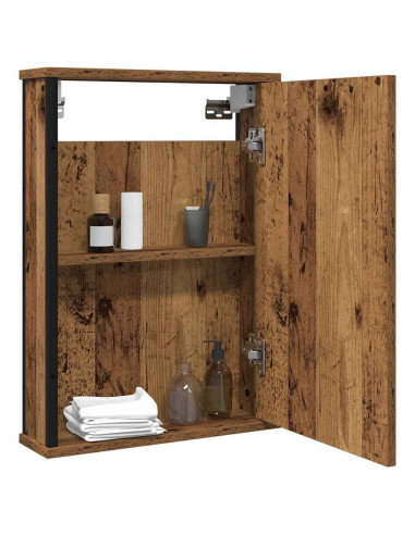 Mobile Bagno con Specchio Legno Antico 42x12x60 cm Truciolato