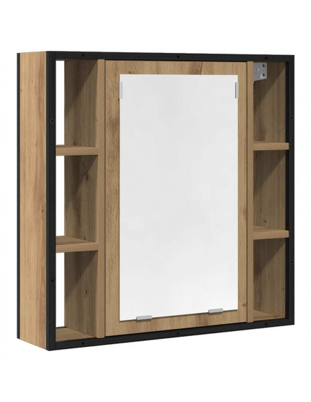 Mobile Bagno Specchio Rovere Artigianale 60x16x60 cm Truciolato