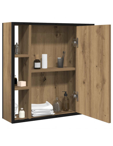 Mobile Bagno Specchio Rovere Artigianale 60x16x60 cm Truciolato