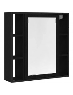 Mobile Bagno Specchio Rovere Nero 60x16x60 Legno Multistrato 2