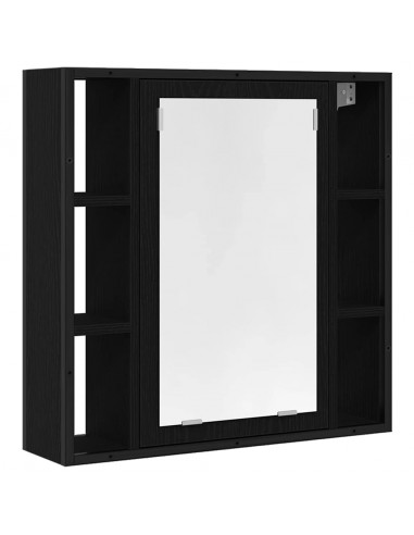 Mobile Bagno Specchio Rovere Nero 60x16x60 Legno Multistrato