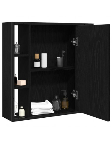 Mobile Bagno Specchio Rovere Nero 60x16x60 Legno Multistrato