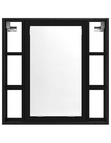 Mobile Bagno Specchio Rovere Nero 60x16x60 Legno Multistrato