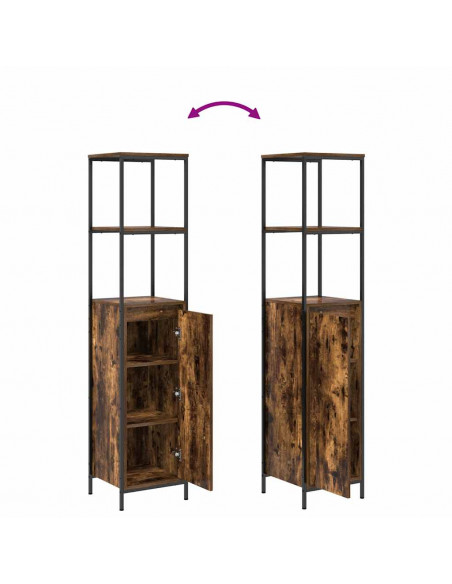 Mobile da Bagno con Ripiani Rovere Fumo 36x35x165 cm