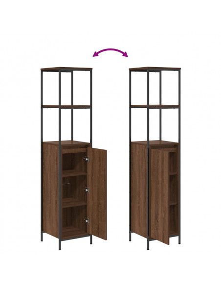 Mobile da Bagno con Ripiani Rovere Marrone 36x35x165 cm