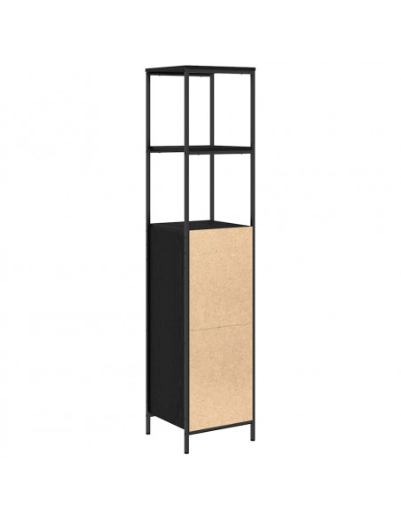 Mobile da Bagno con Ripiani Rovere Nero 36x35x165 cm