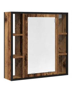 Mobile da Bagno con Specchio Legno Antico 60x16x60cm Truciolato 2