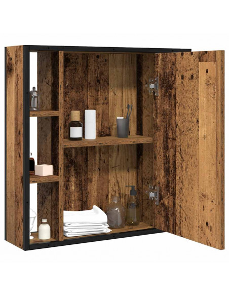 Mobile da Bagno con Specchio Legno Antico 60x16x60cm Truciolato