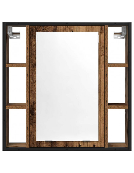 Mobile da Bagno con Specchio Legno Antico 60x16x60cm Truciolato