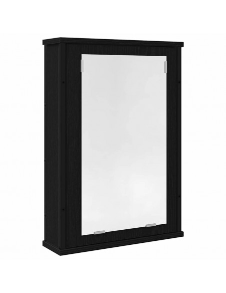 Mobile da Bagno con Specchio Rovere Nero 42x12x60 cm Truciolato
