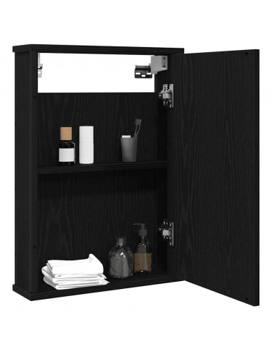 Mobile da Bagno con Specchio Rovere Nero 42x12x60 cm Truciolato