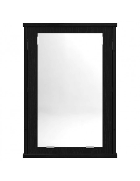 Mobile da Bagno con Specchio Rovere Nero 42x12x60 cm Truciolato