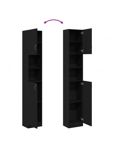 Mobile da Bagno Rovere Nero 32x25,5x190 cm in Legno Multistrato