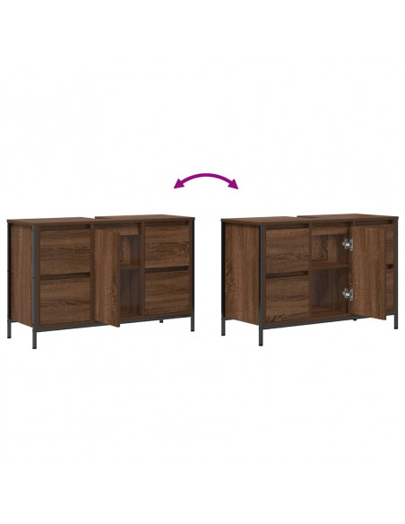 Mobile Lavabo con Cassetti Rovere Marrone 90x34,5x60 cm