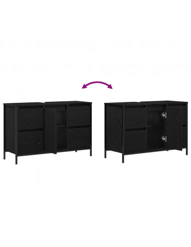 Mobile Lavabo con Cassetti Rovere Nero 90x34,5x60 cm