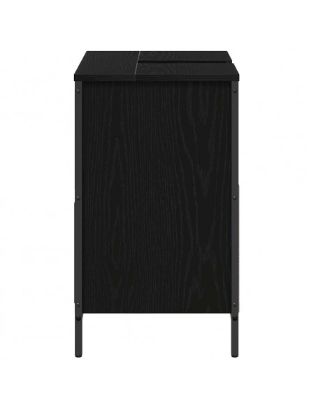 Mobile Lavabo da Bagno con Cassetti Rovere Nero 60x34,5x60 cm