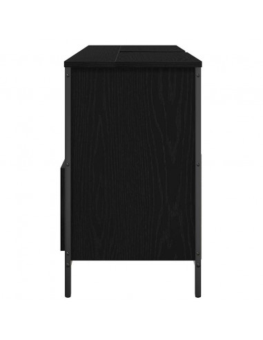 Mobile Lavabo da Bagno con Cassetti Rovere Nero 90x34,5x60 cm
