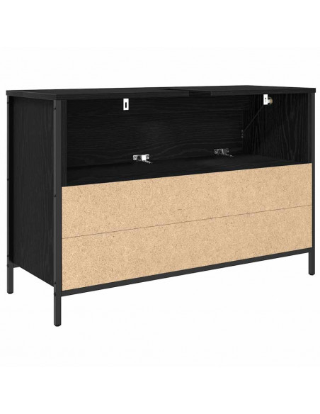 Mobile Lavabo da Bagno con Cassetti Rovere Nero 90x34,5x60 cm