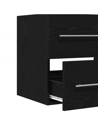 Mobile Lavabo da Bagno Rovere Nero 60x38,5x48 cm in Truciolato