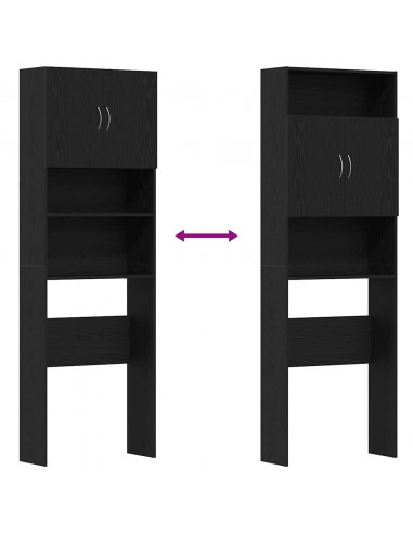 Mobile Lavatrice Rovere Nero 64x24x190 cm in Legno Multistrato