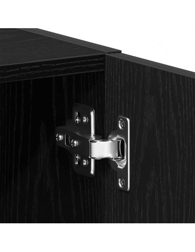 Mobile Lavatrice Rovere Nero 64x24x190 cm in Legno Multistrato