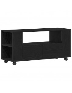 Mobile Porta TV con Ruote Rovere Nero 102x34,5x43 cm Truciolato 2