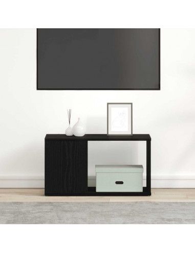 Mobile Porta TV Rovere Nero 60x24x32 cm in Legno Multistrato