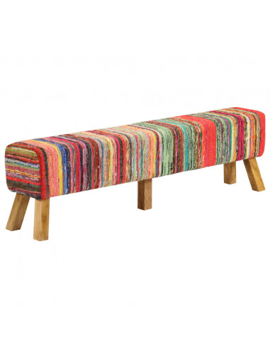 Panca Multicolore 160 cm Tessuto Chindi e Legno Massello Mango