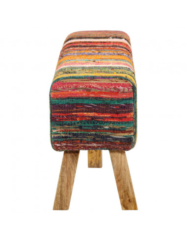 Panca Multicolore 160 cm Tessuto Chindi e Legno Massello Mango