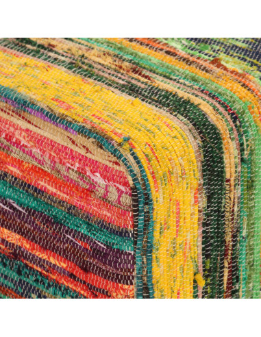 Panca Multicolore 160 cm Tessuto Chindi e Legno Massello Mango