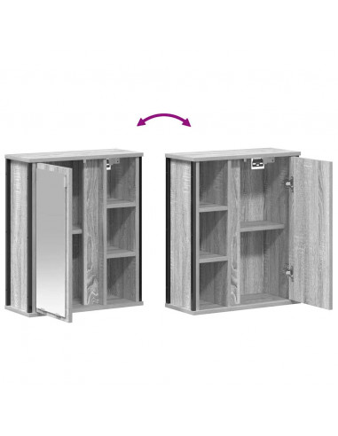 Pensile da Bagno con Specchio Grigio Sonoma 50x21x60 cm