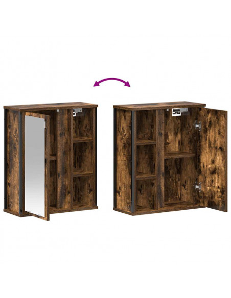 Pensile da Bagno con Specchio Rovere Fumo 50x21x60 cm
