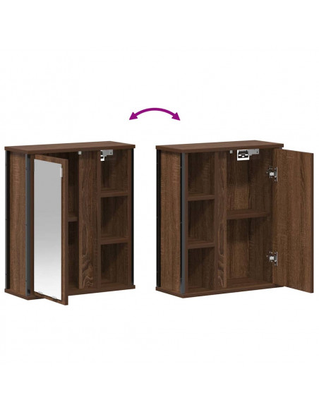 Pensile da Bagno con Specchio Rovere Marrone 50x21x60 cm