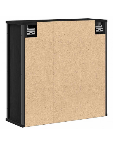 Pensile da Bagno con Specchio Rovere Nero 60x21x60 cm