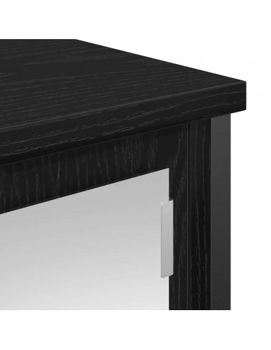 Pensile da Bagno con Specchio Rovere Nero 60x21x60 cm