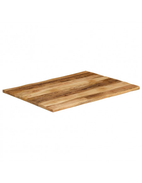 Piano Tavolo Bordi Vivi 100x80x3,8 cm Legno di Mango Grezzo