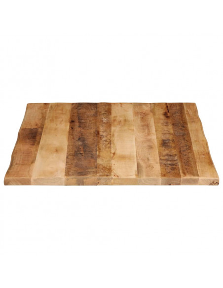 Piano Tavolo Bordi Vivi 100x80x3,8 cm Legno di Mango Grezzo
