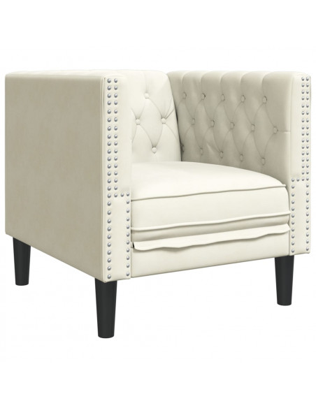 Poltrona Chesterfield Crema in Velluto