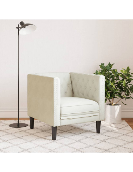 Poltrona Chesterfield Crema in Velluto