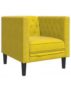 Poltrona Chesterfield Gialla in Velluto 2