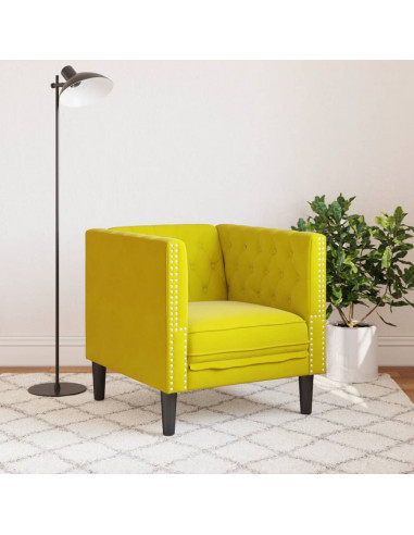 Poltrona Chesterfield Gialla in Velluto