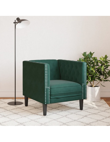 Poltrona Chesterfield Grigio Scuro in Velluto