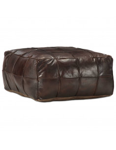 Pouf Marrone Scuro 60x60x30 cm in Vera Pelle di Capra 2
