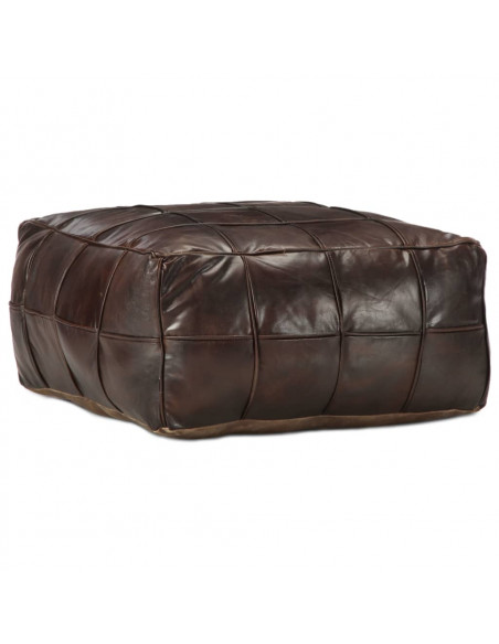 Pouf Marrone Scuro 60x60x30 cm in Vera Pelle di Capra