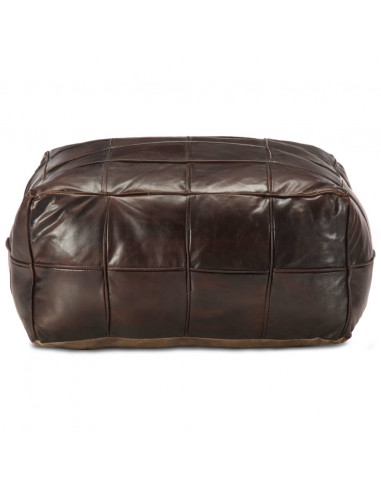 Pouf Marrone Scuro 60x60x30 cm in Vera Pelle di Capra
